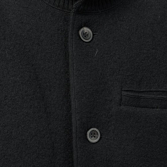 Armani Collezioni Black Boiled-Wool Buttoned Mock-Neck Jacket - Picture 7 of 9